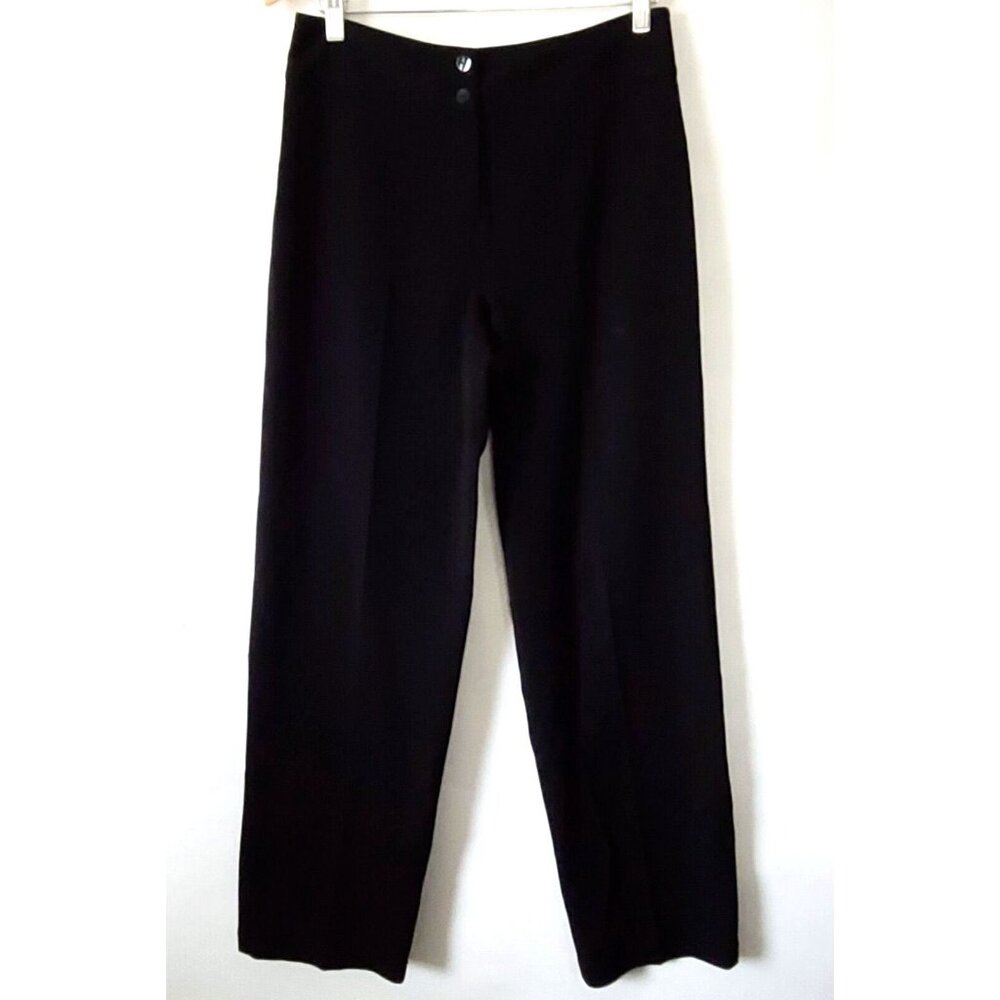 Chicos Womens Flat Front Pants Size 1 Medium Black Straight Leg Dress EUC